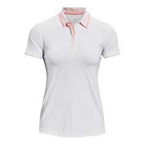 Under Armour White Polo with Pink Trim - Women's Performance Button Down (golf)
